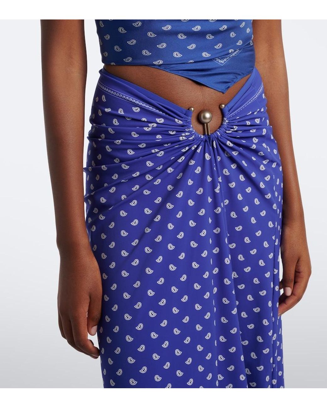Christopher Esber Blue Ruched Orbit Bandana Maxi Skirt