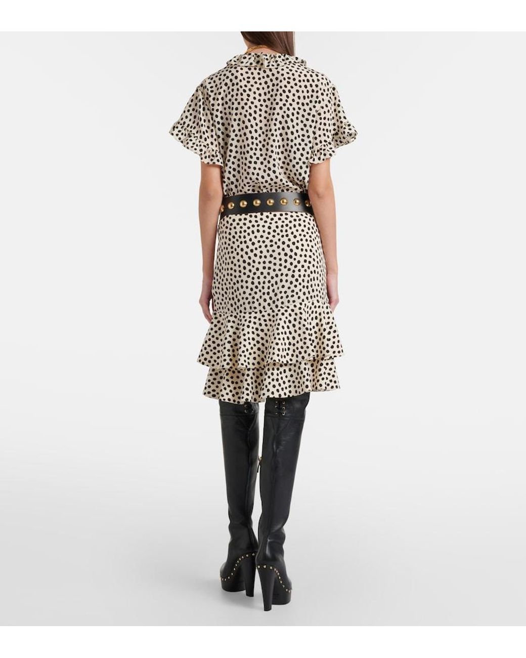 Chloé Black Polka-Dot Tiered Silk Miniskirt