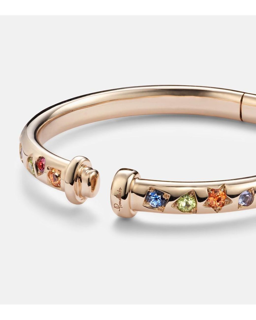 Pomellato Metallic Iconica 18Kt Rose Bangle With Gemstones