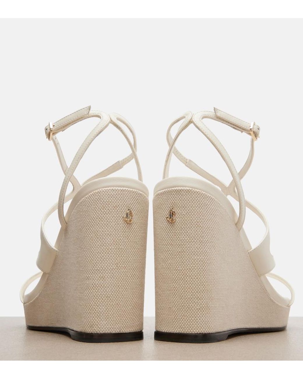 Jimmy Choo White Ayla Leather Wedge Sandals