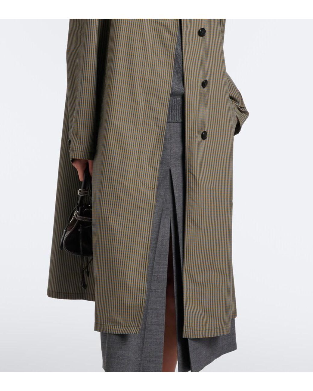 Prada Gray Checked Technical Trench Coat