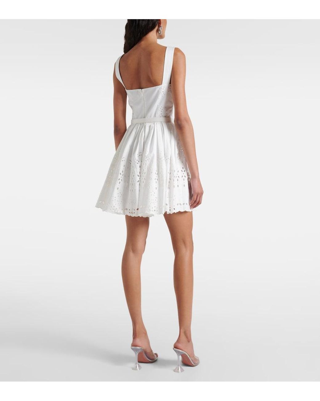 Self-Portrait White Cotton Broderie Anglaise Minidress
