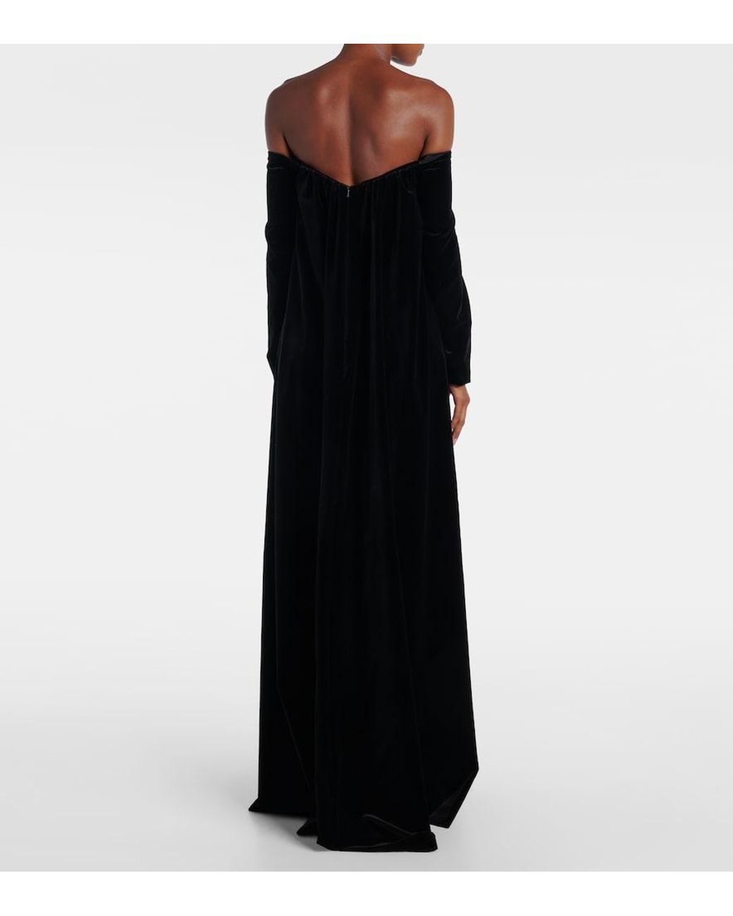 Max Mara Black Open-Back Cotton Velvet Gown
