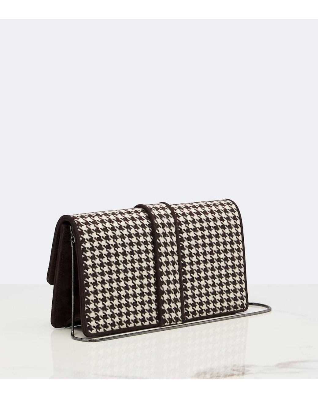 Manolo Blahnik Black Maycap Houndstooth Clutch
