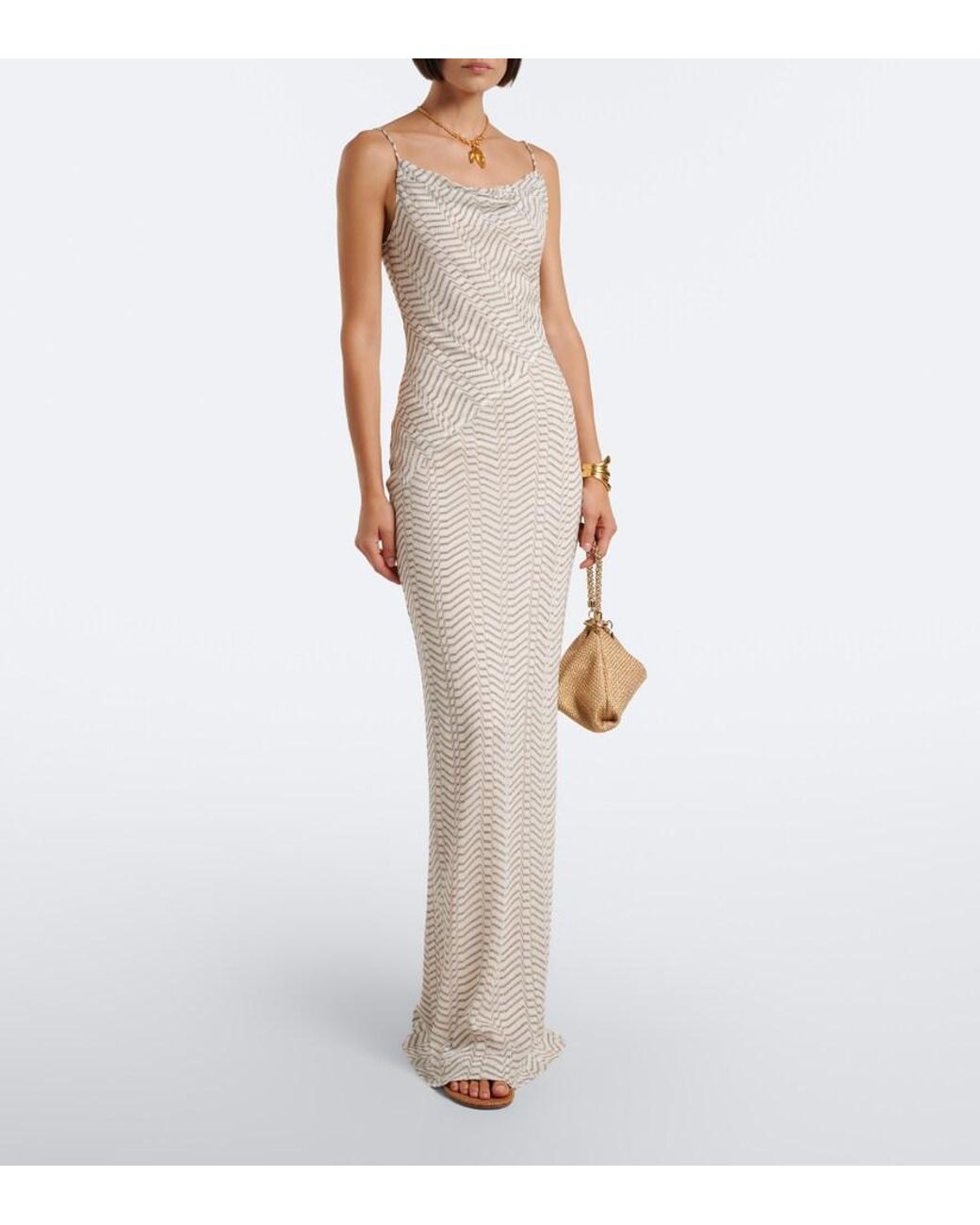 Missoni White Lame Maxi Dress
