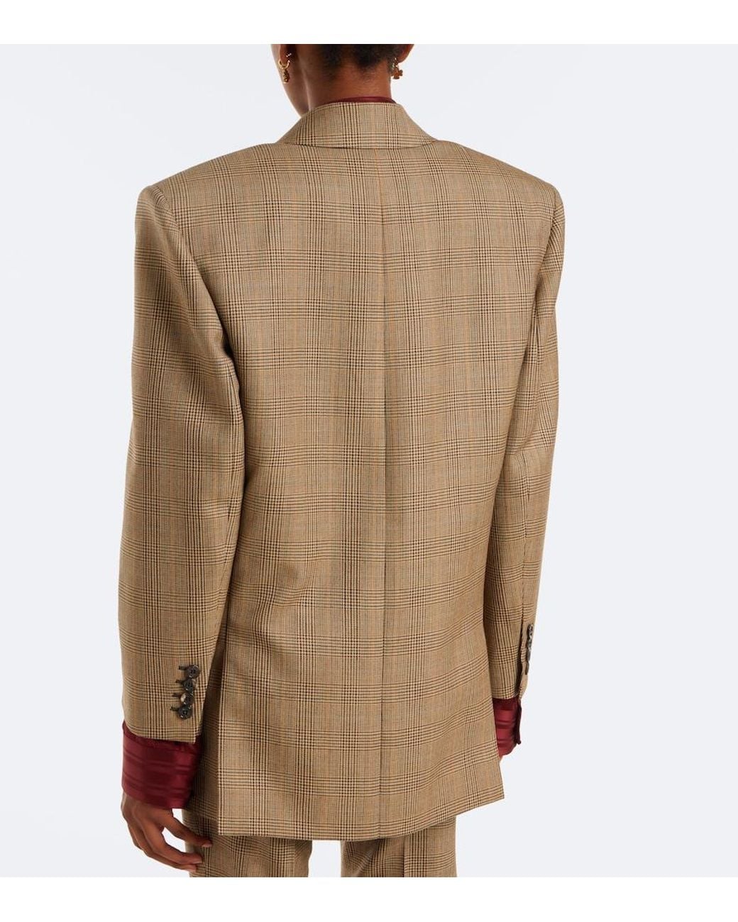 Saint Laurent Green Prince Of Wales Check Wool Blazer