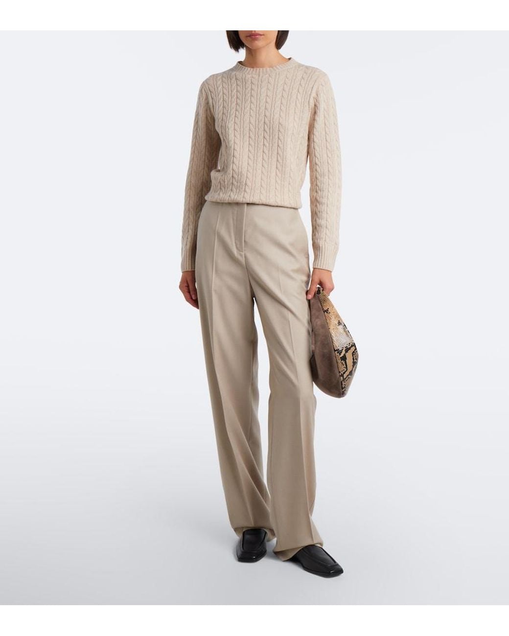 Agnona Natural Wool Straight Pants