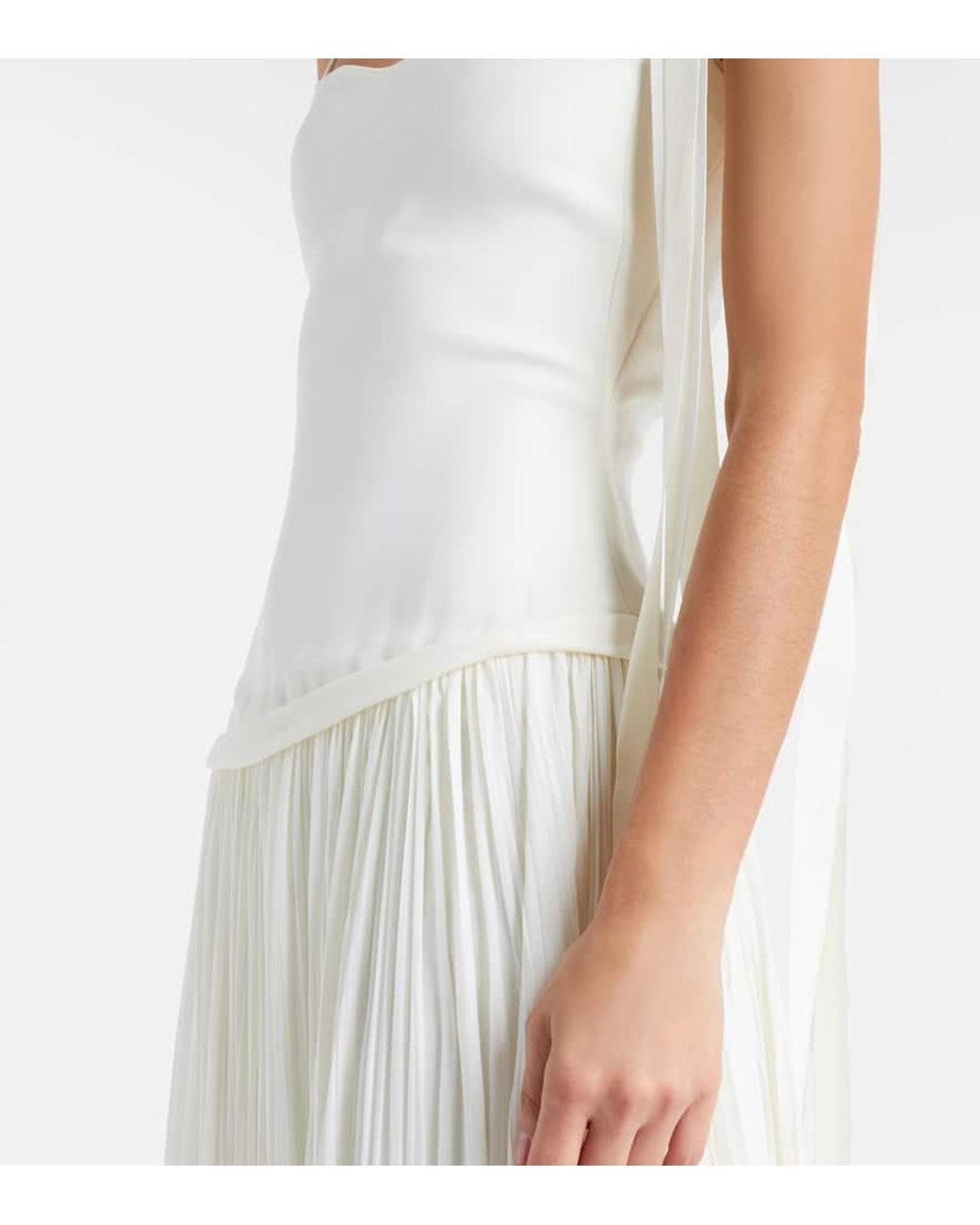 Marmar Halim White Robe Ana Aus Crepe Und Chiffon