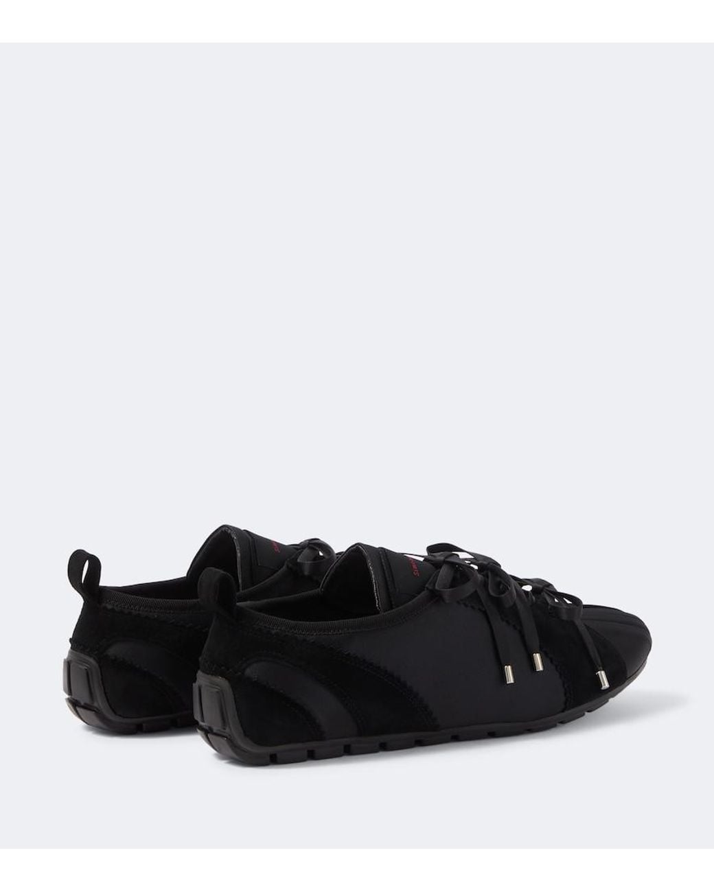 Simone Rocha Black Ballerina Grip Suede-Trimmed Satin Sneakers for men