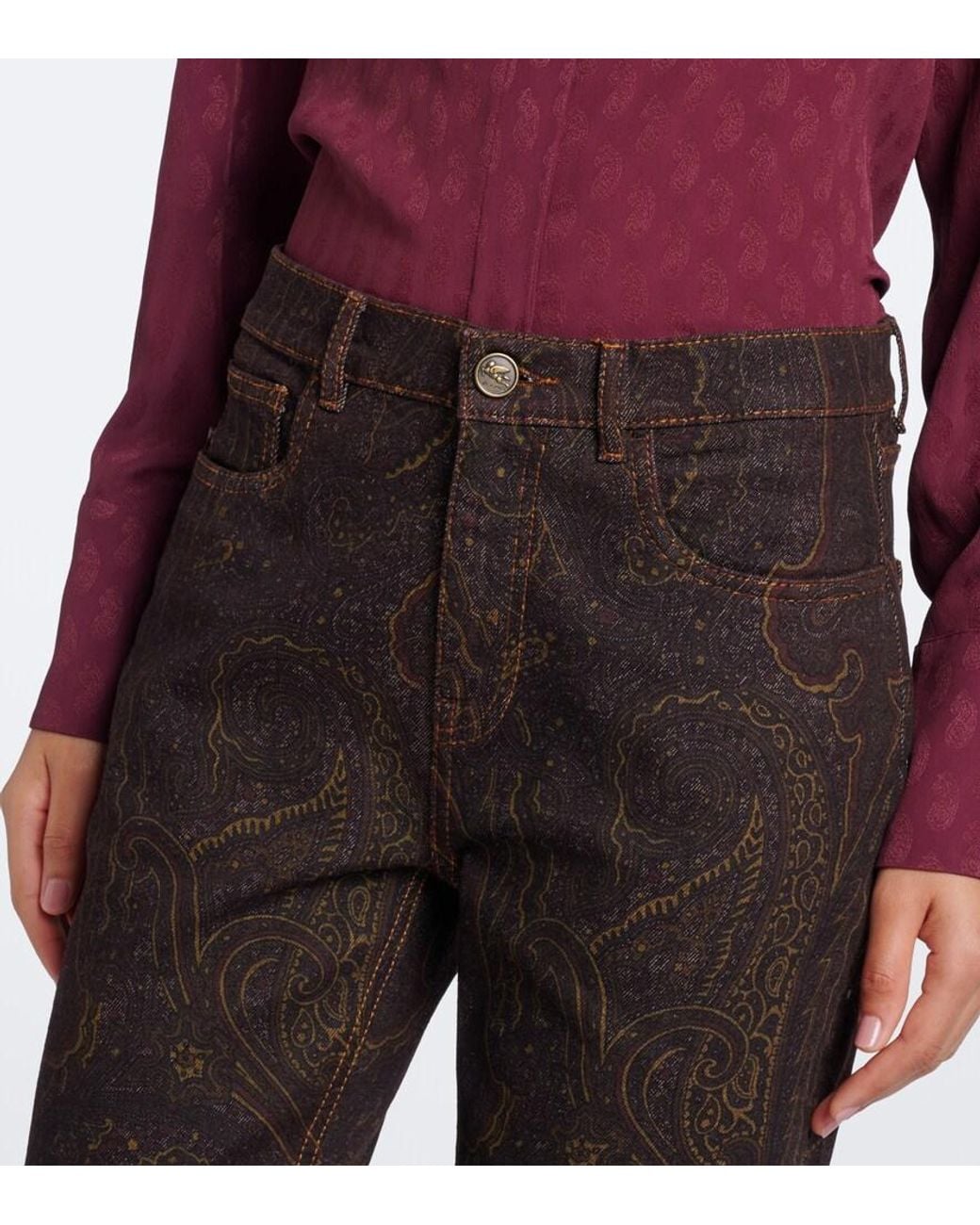 Etro Black Paisley Straight Jeans