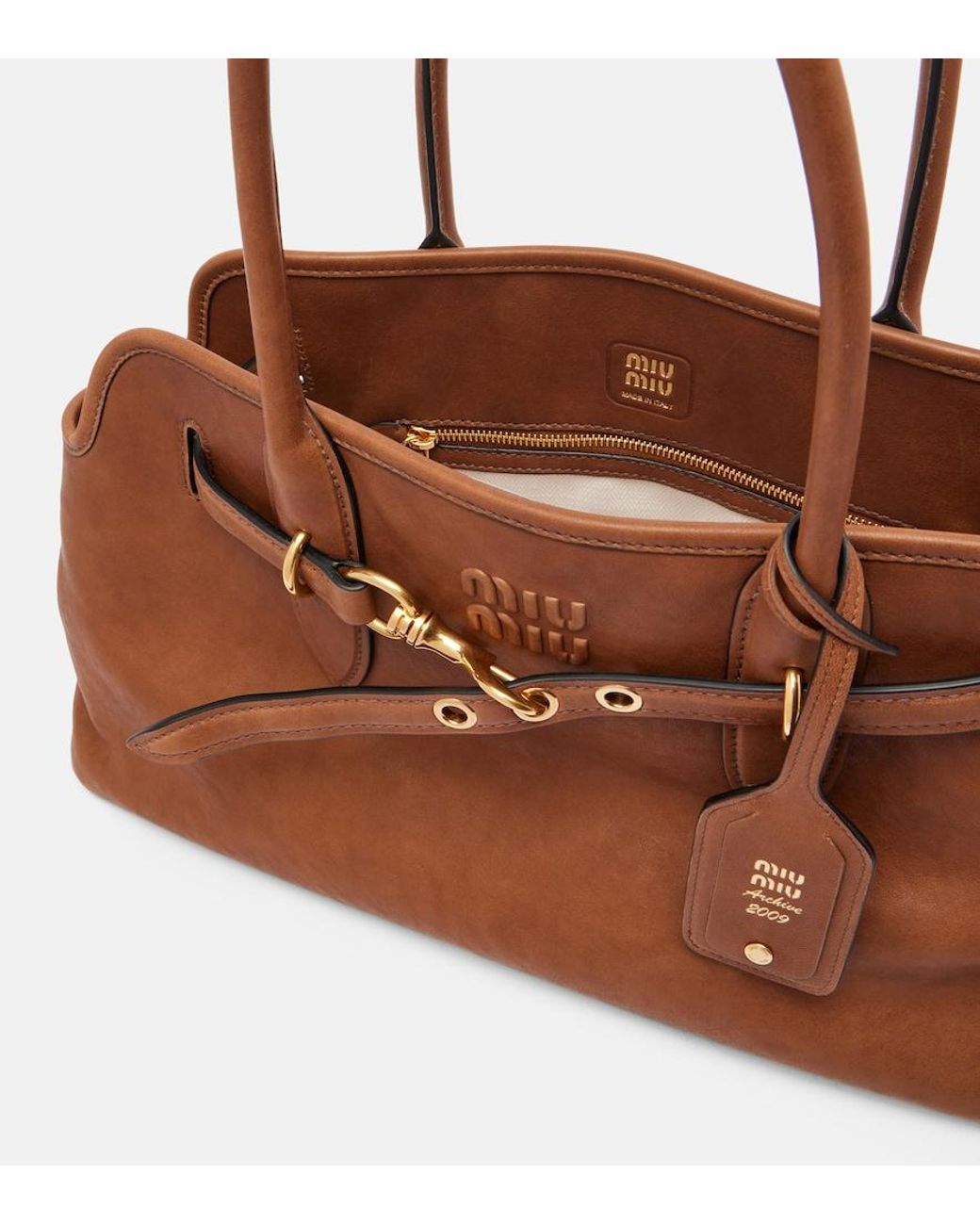 Miu Miu Brown Aventure Large Leather Tote Bag