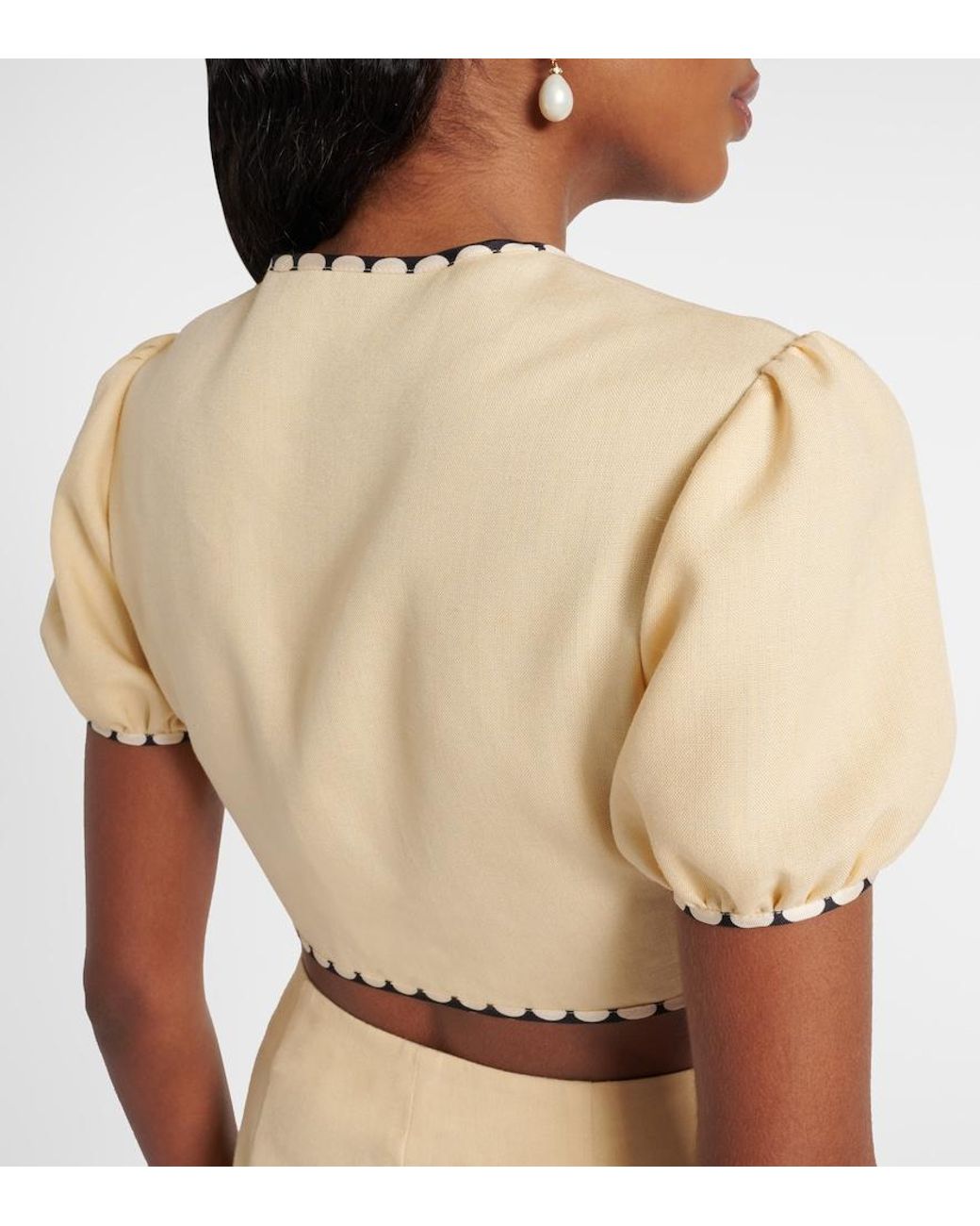 Valentino Garavani Natural Plus De Pois Embroidered Crop Top