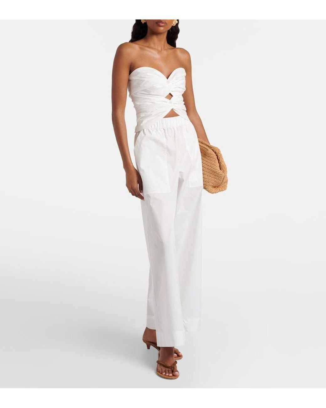 Jonathan Simkhai White Arden Cotton-Blend Wide-Leg Pants