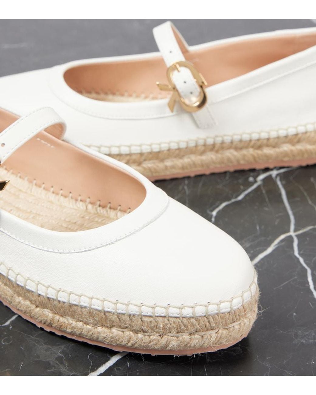 Gianvito Rossi White Espadrilles Elda Aus Leder