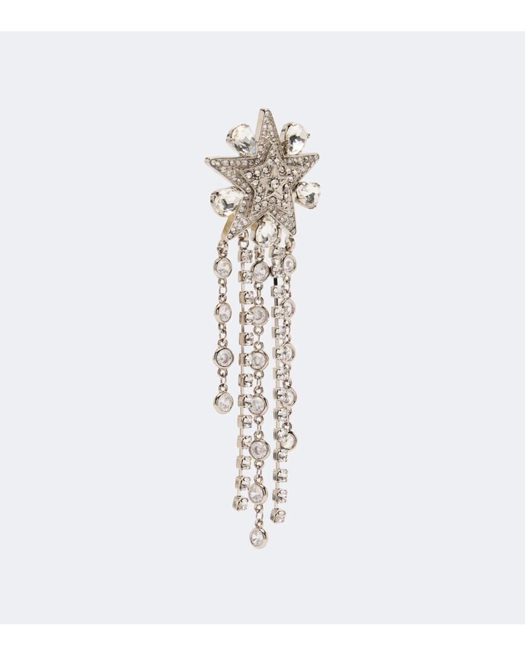 Dolce & Gabbana White Star Embellished Clip-On Drop Earrings