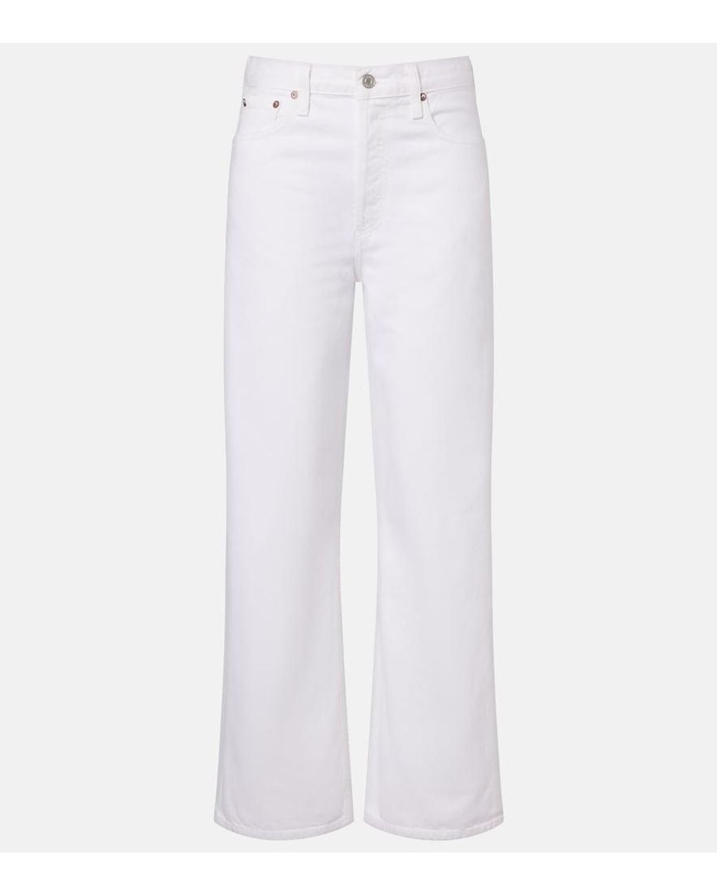 Agolde White Low Slung Baggy Wide-Leg Jeans