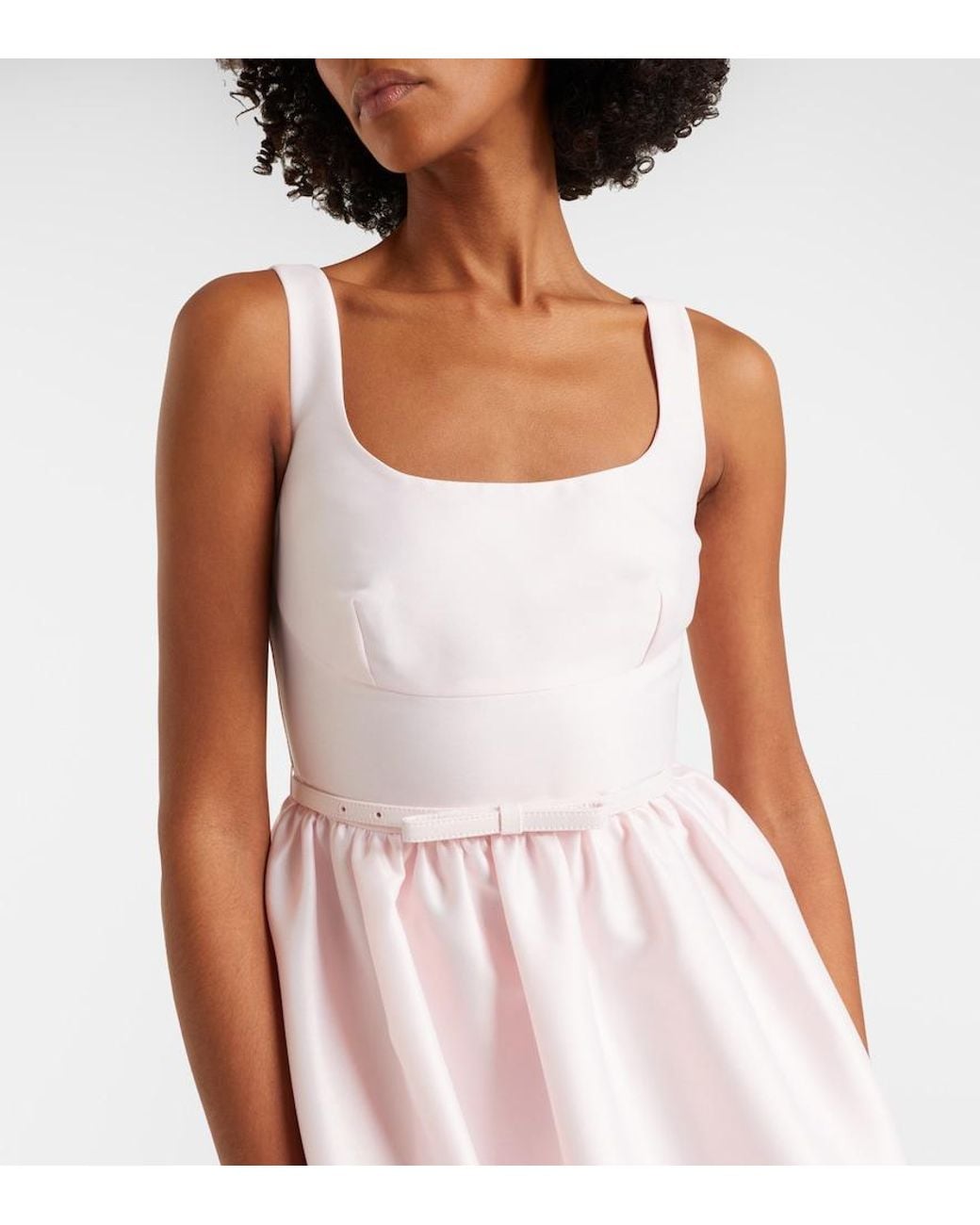 Self-Portrait Pink Belted Taffeta Midi Dress