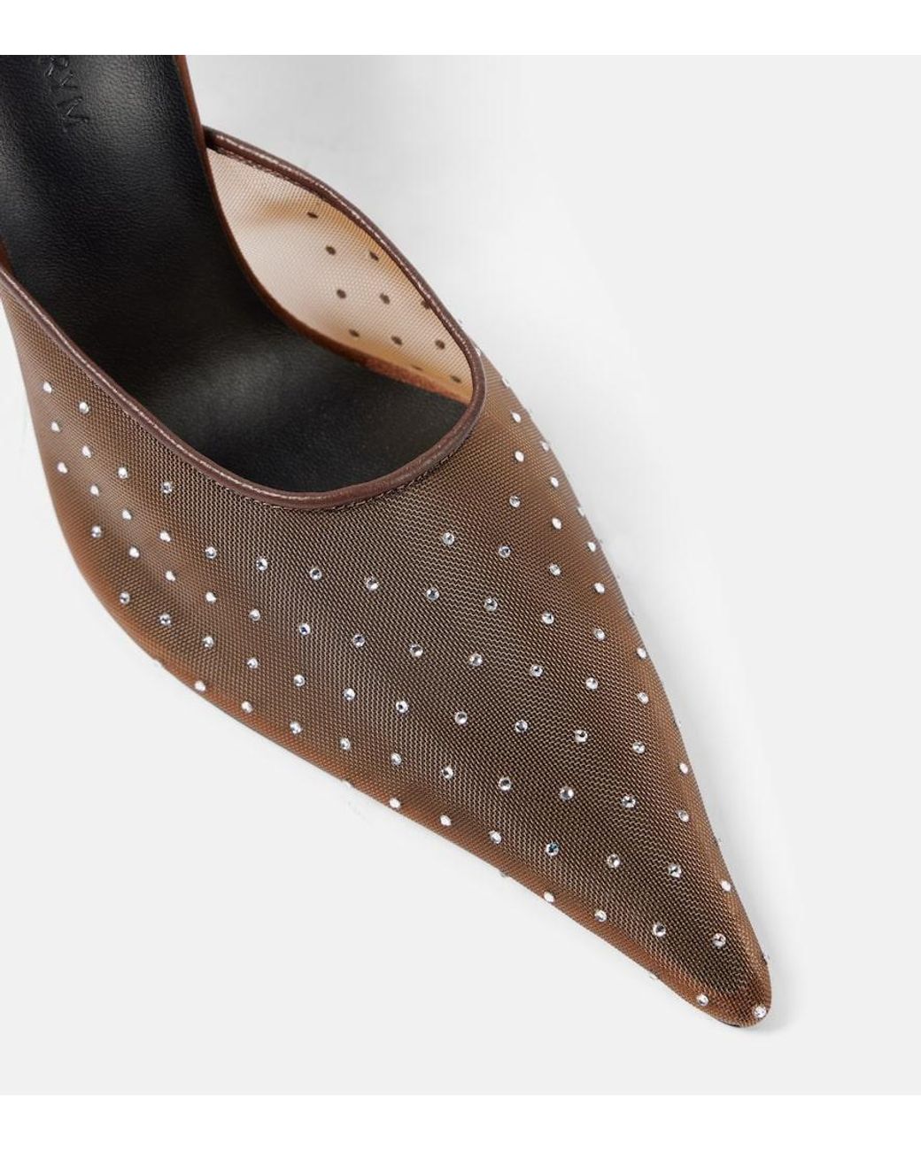 Magda Butrym Brown Floral-Applique Embellished Mesh Mules