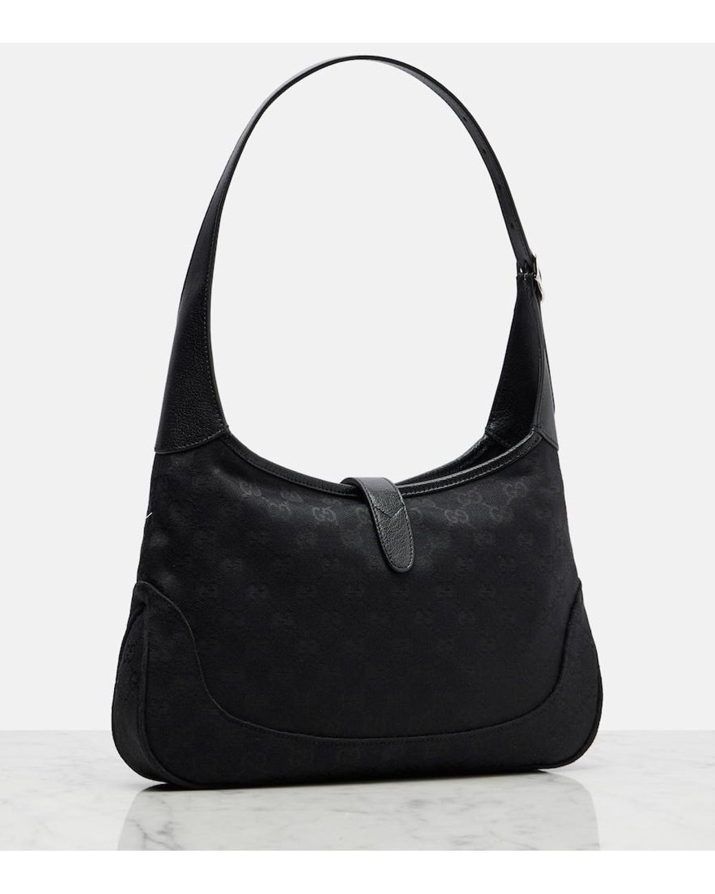 Gucci Black Jackie 1961 Small Canvas Shoulder Bag