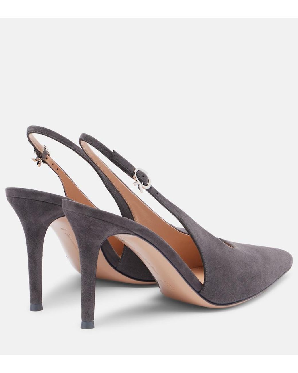 Gianvito Rossi Metallic Robbie 85 Suede Slingback Pumps