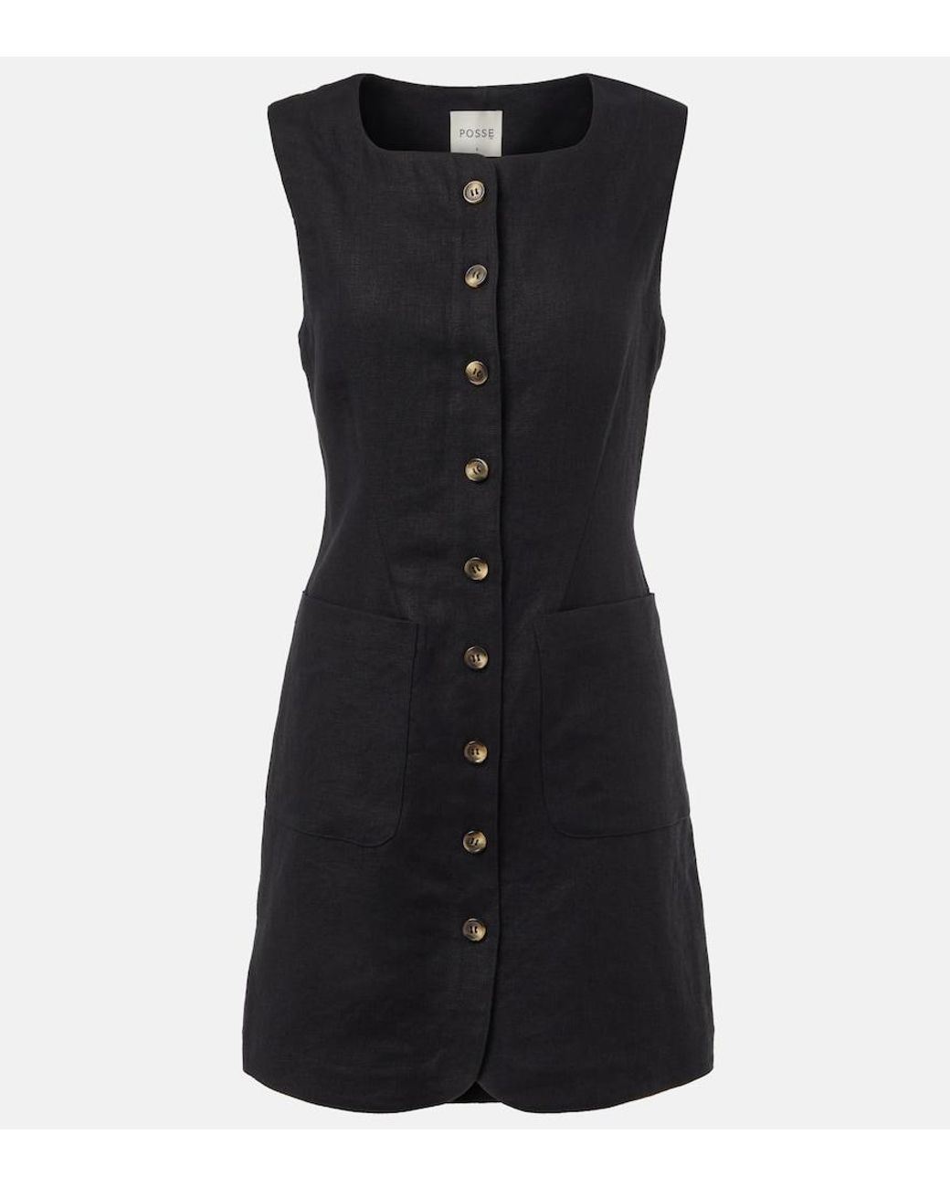 Posse Black Emma Linen Minidress