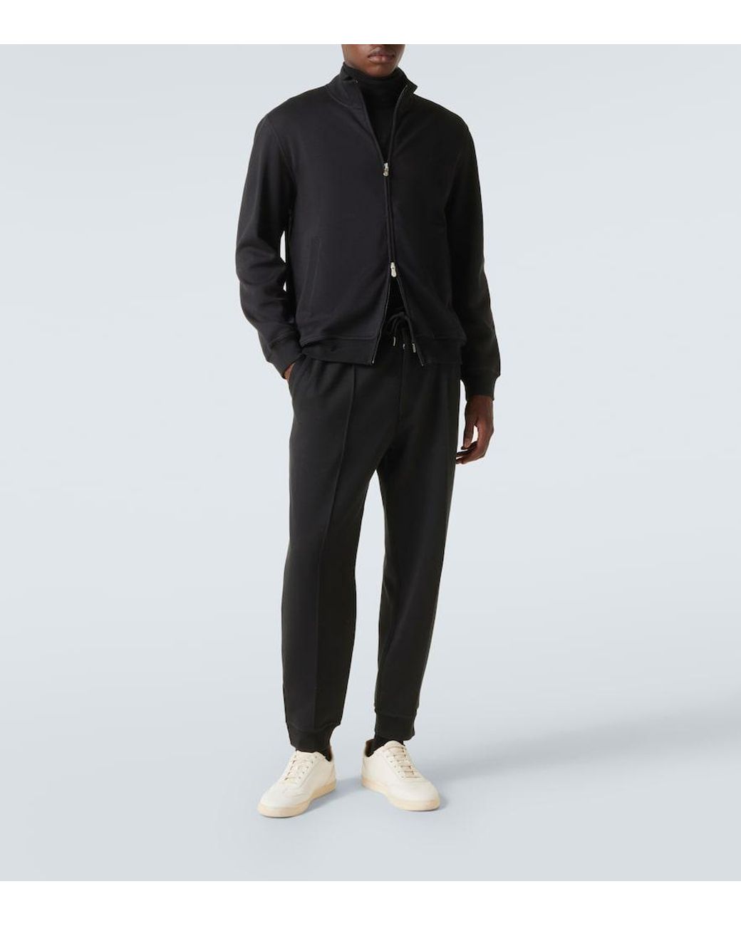 Brunello Cucinelli Black Cotton-Blend Sweatpants for men