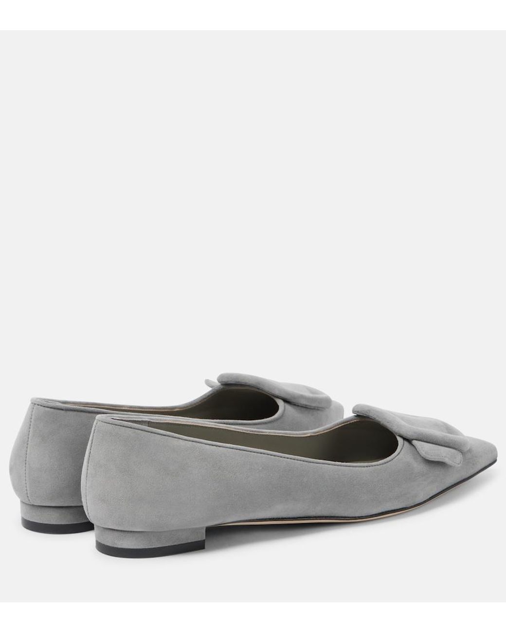 Manolo Blahnik Gray Maysalepumpflat Suede Ballet Flats