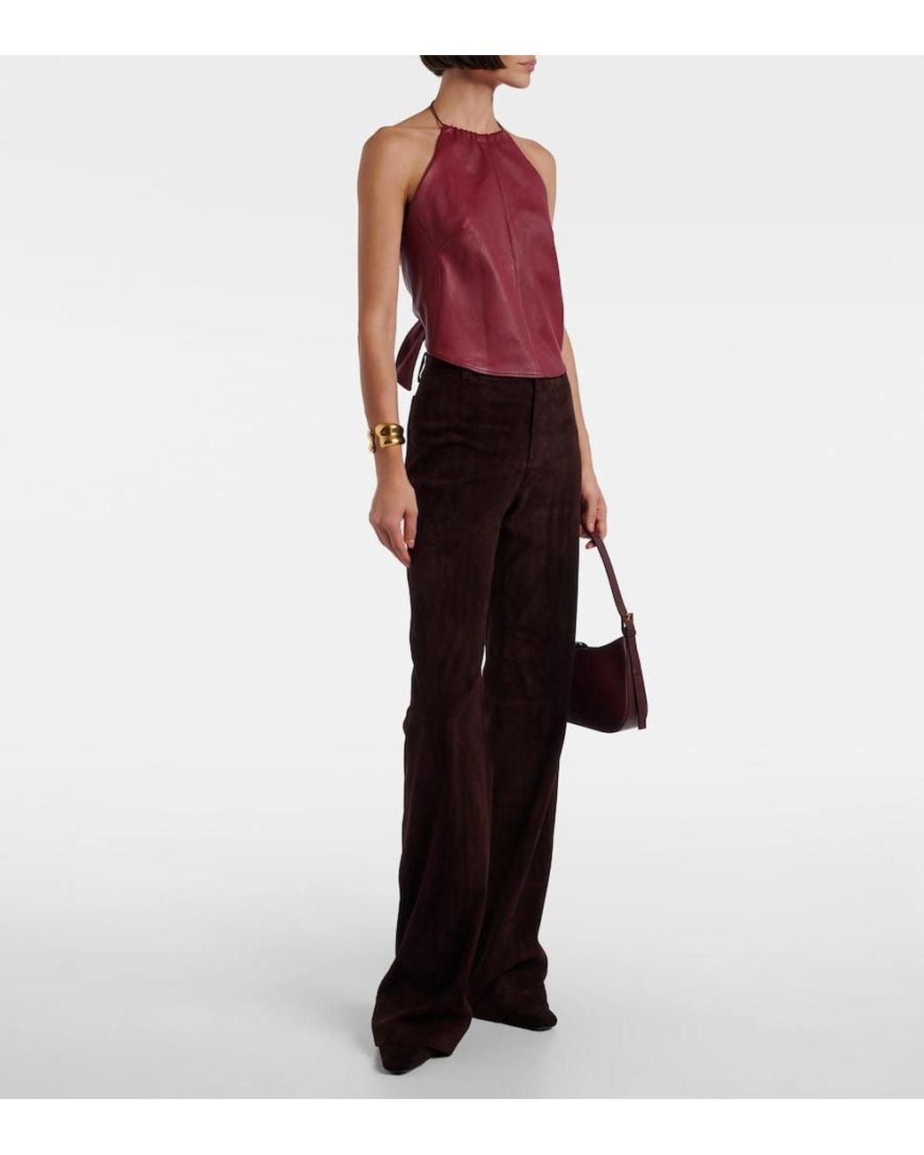 Stouls Red Rosie Open-Back Leather Top