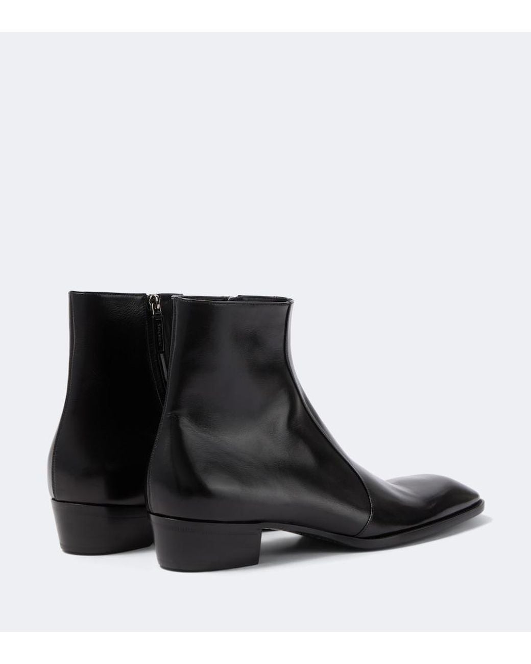 Saint Laurent Black Aurelien Leather Ankle Boots for men