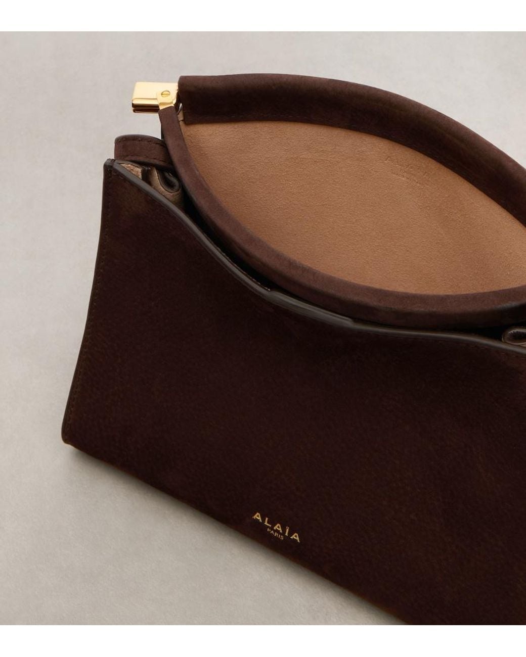 Alaïa Brown Le Click Small Suede Shoulder Bag