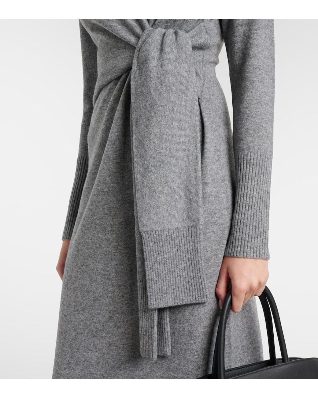 Veronica Beard Gray Salomez Wool And Cashmere Wrap Midi Dress