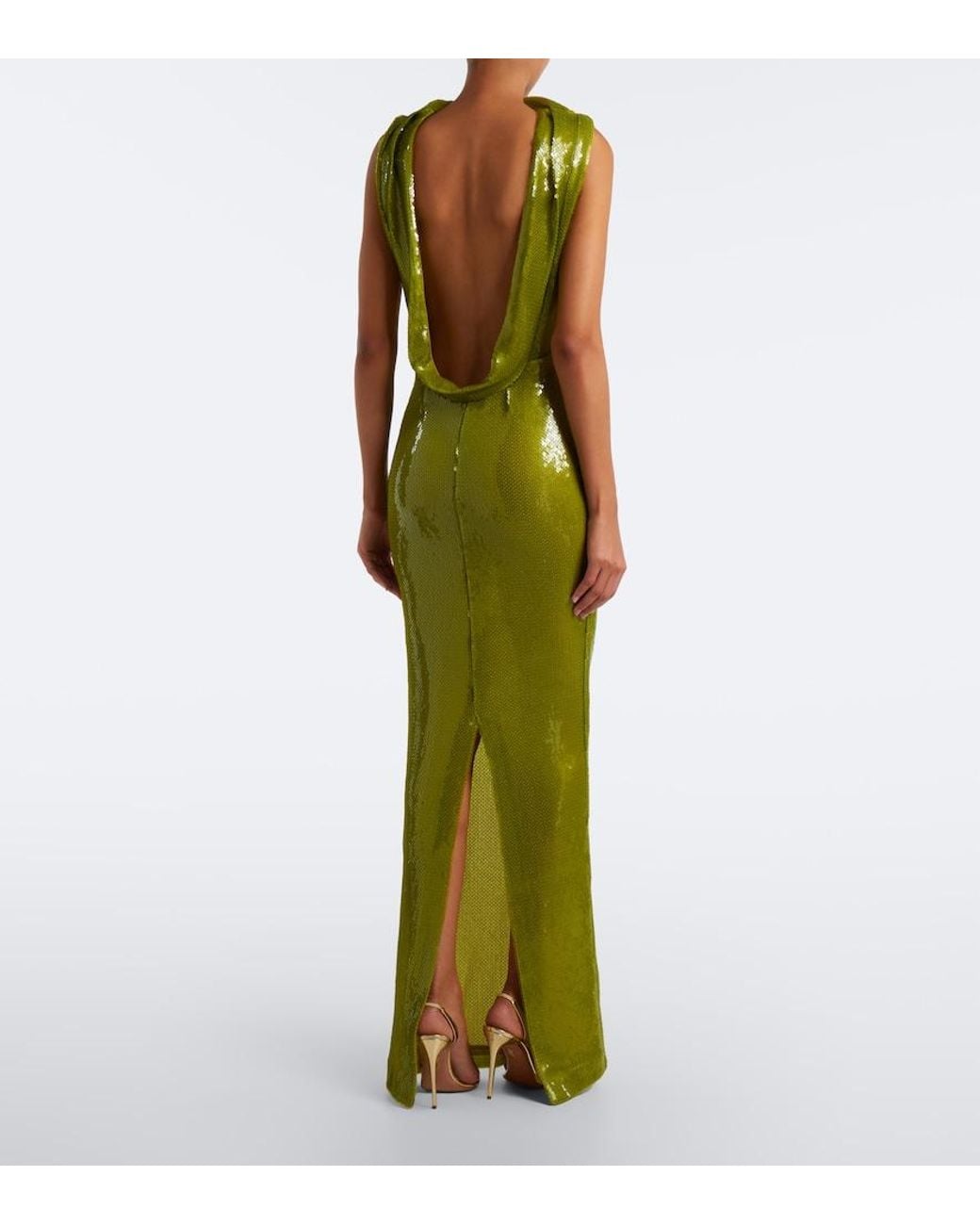retroféte Green Liela Sequined Gown