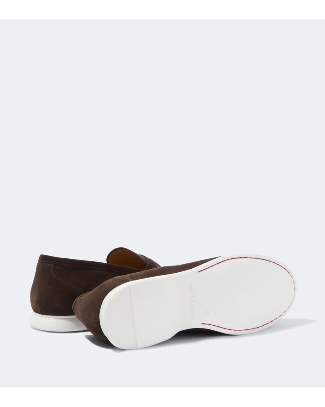 Kiton Brown Suede Penny Loafers for men