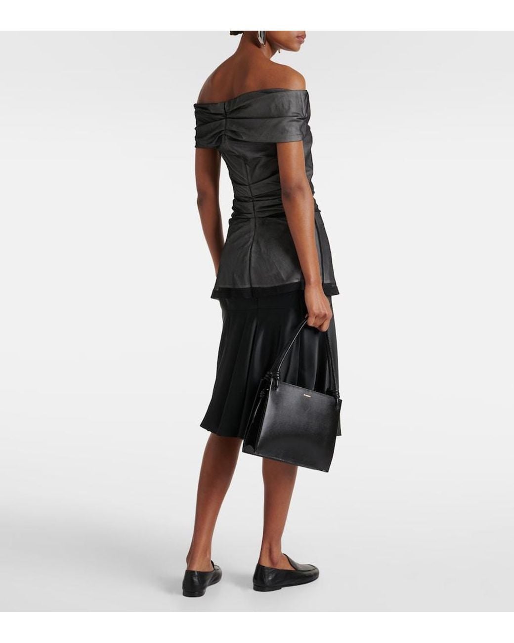 Proenza Schouler Gray Allegra Ruched Off-Shoulder Top