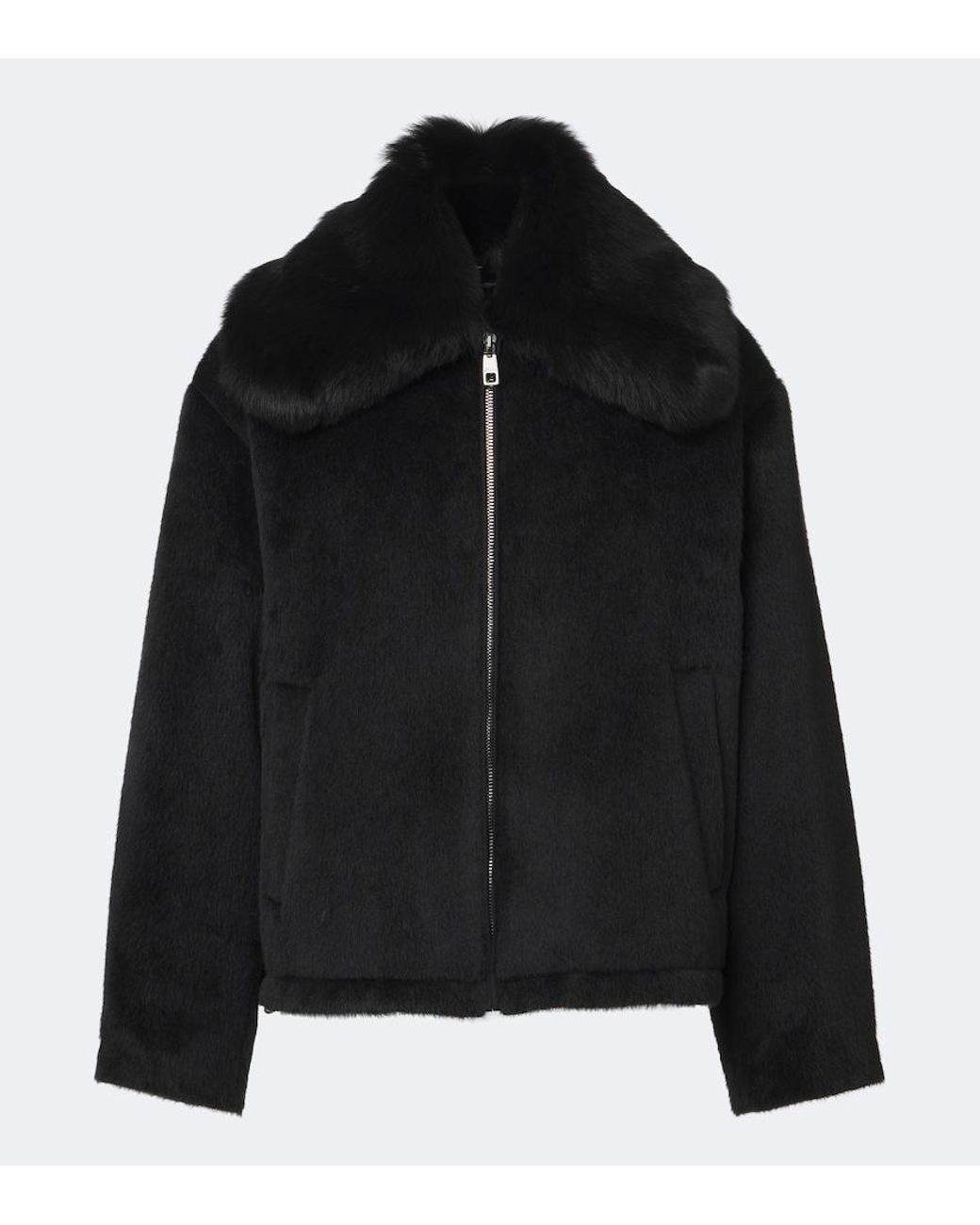 Dolce & Gabbana Black Shearling-Trimmed Alpaca And Wool Jacket for men