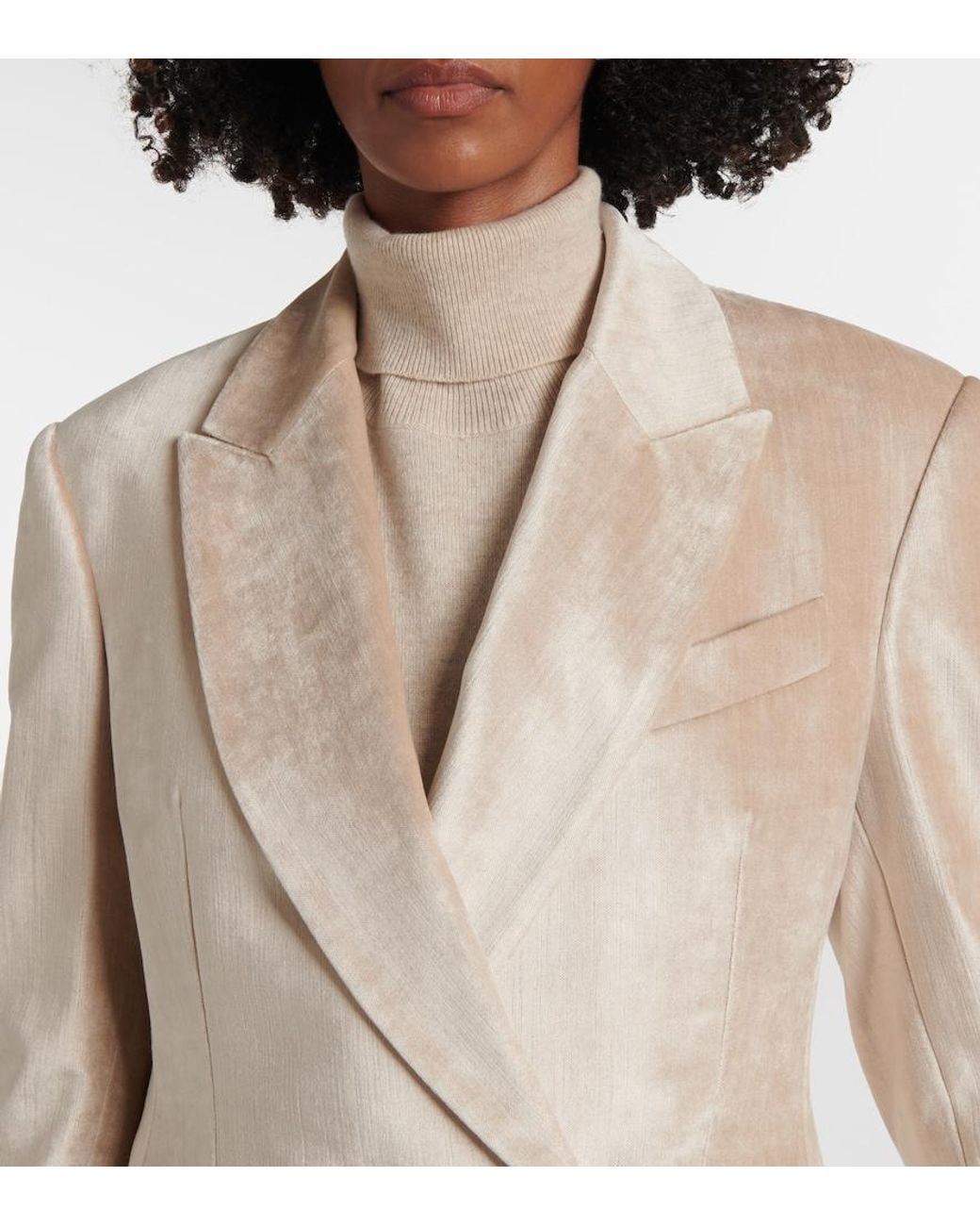 Brunello Cucinelli Natural Cotton-Blend Velvet Blazer