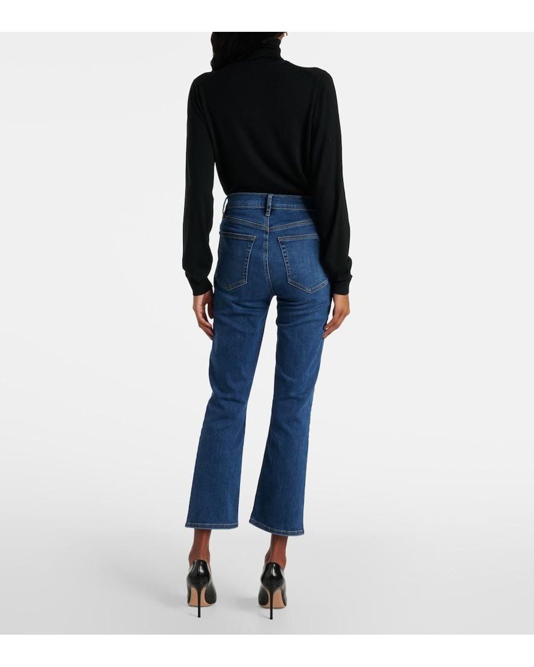 FRAME Blue Le High Straight Cropped Straight Jeans