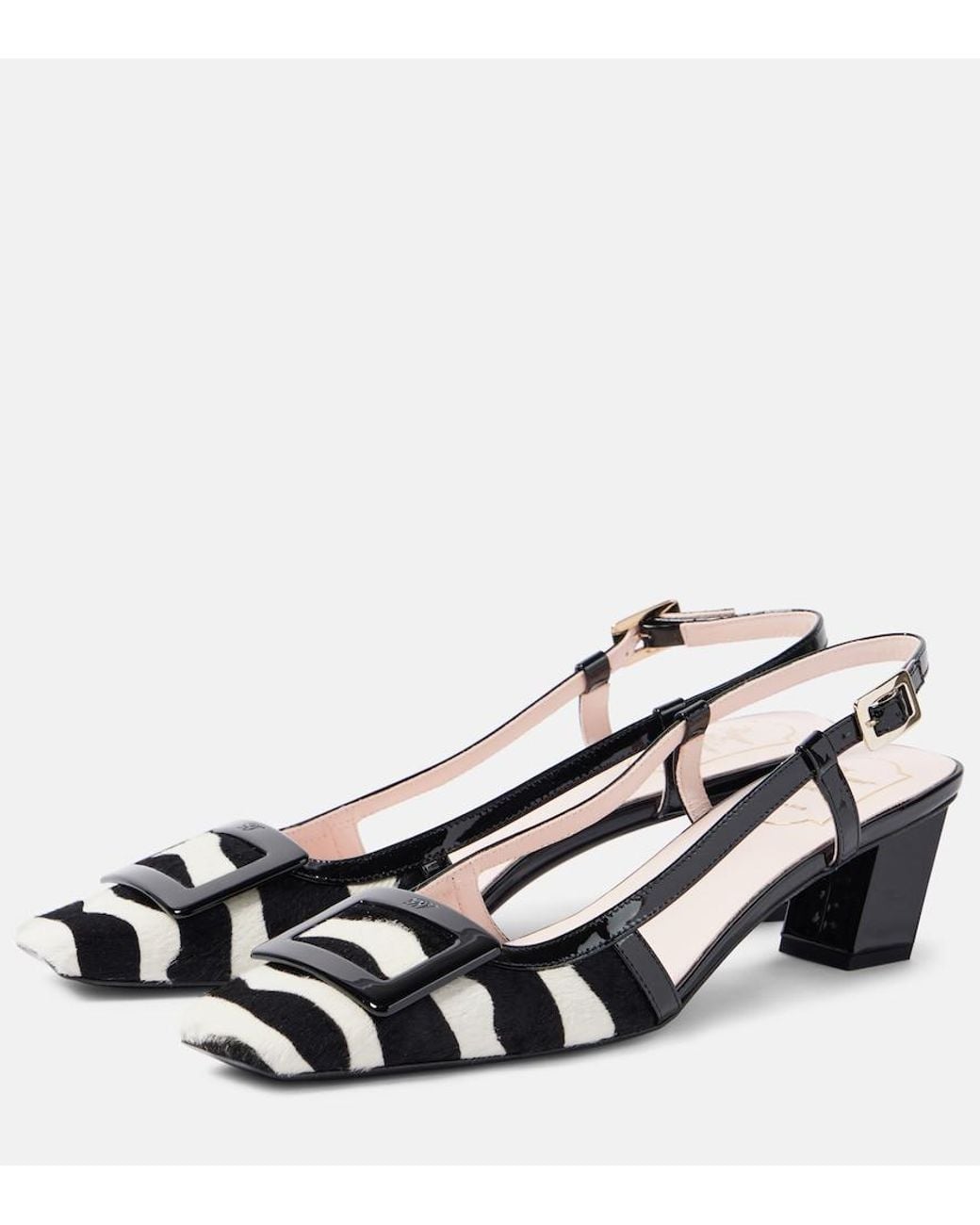 Roger Vivier Black Belle Vivier 45 Calf Hair Slingback Pumps