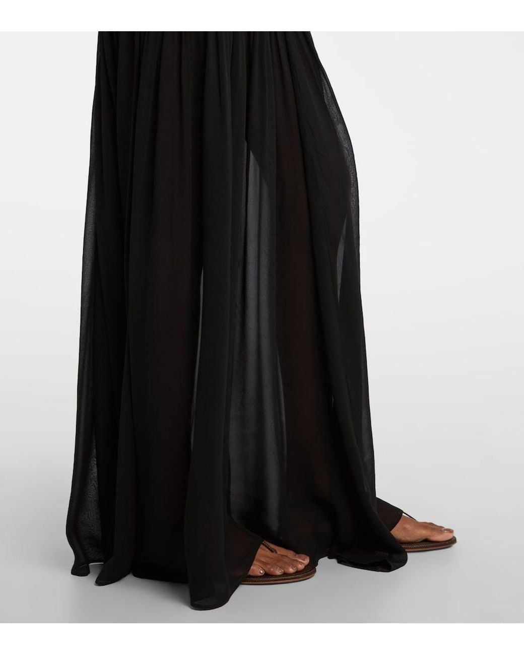 Hunza G Black Hybrid Plisse Maxi Dress