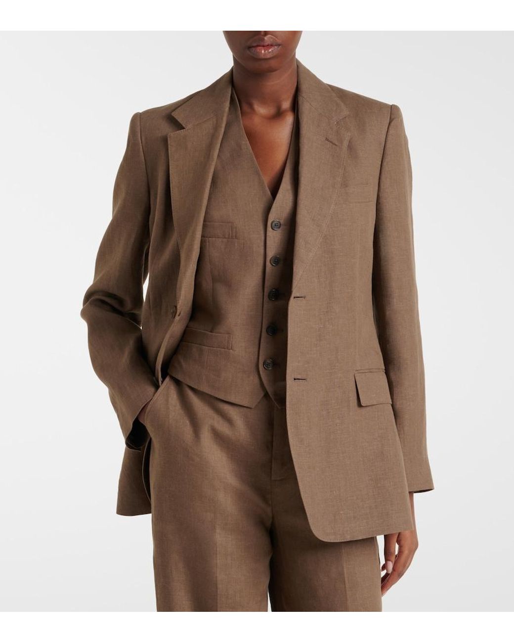 Ralph Lauren Brown Marcy Linen Blazer