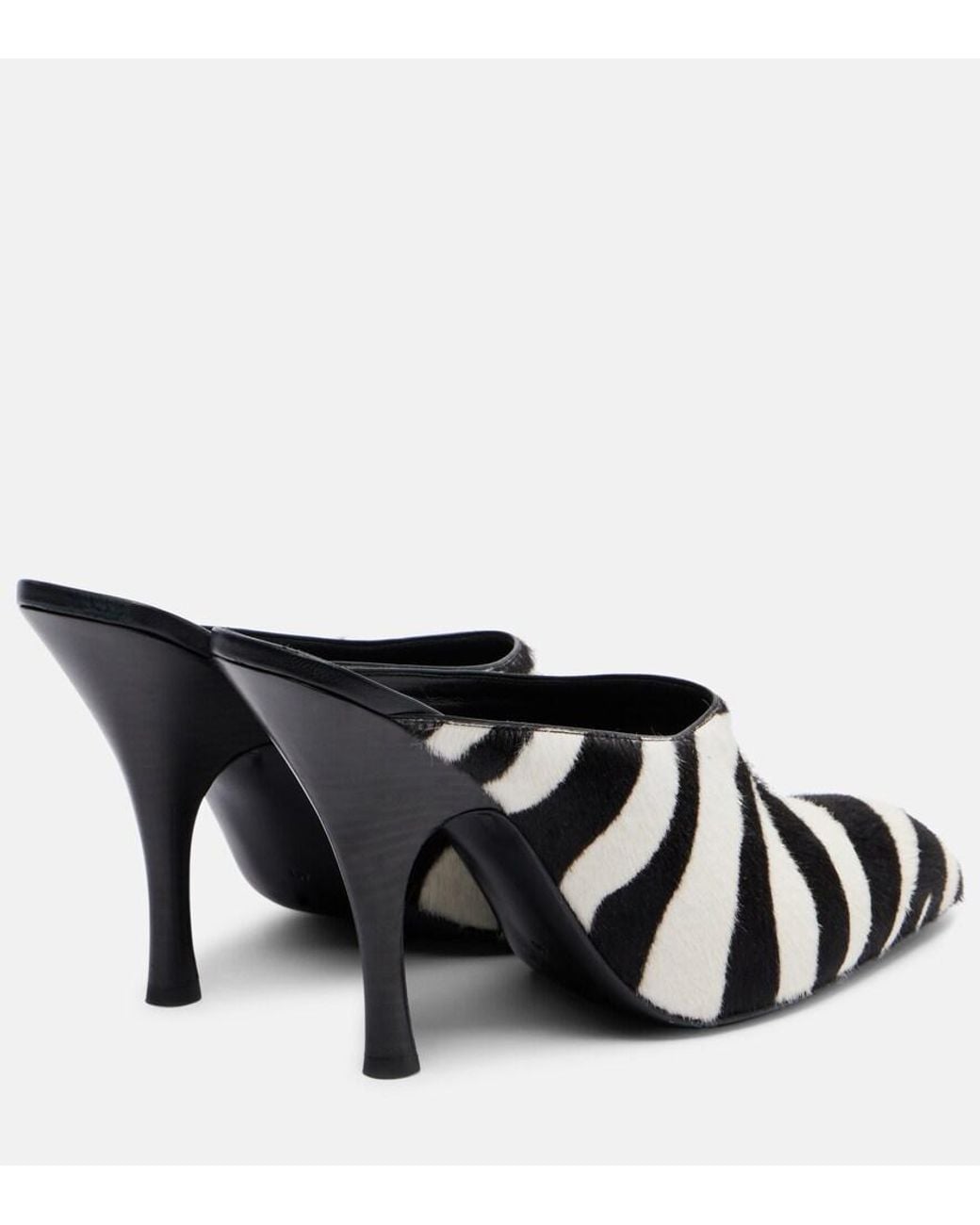 Khaite Black Colt Zebra-Print Calf Hair Mules