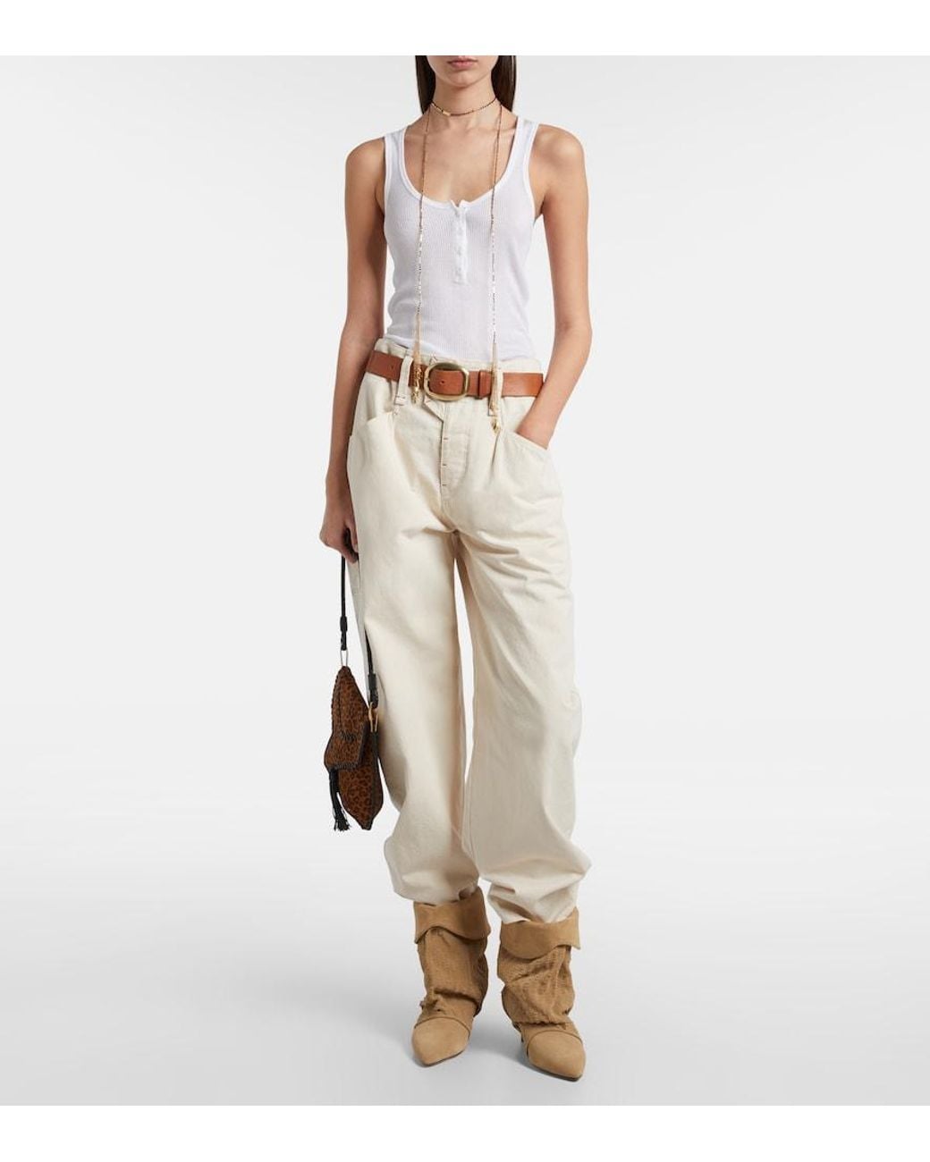 Isabel Marant Natural Edrik 45 Perforated Suede Ankle Boots