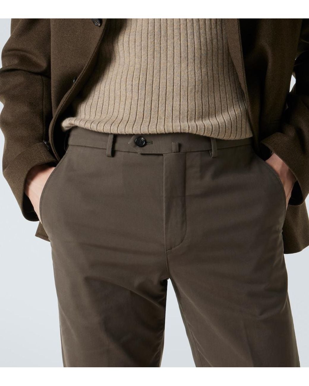 Loro Piana Gray Carlo Cotton-Blend Chinos for men