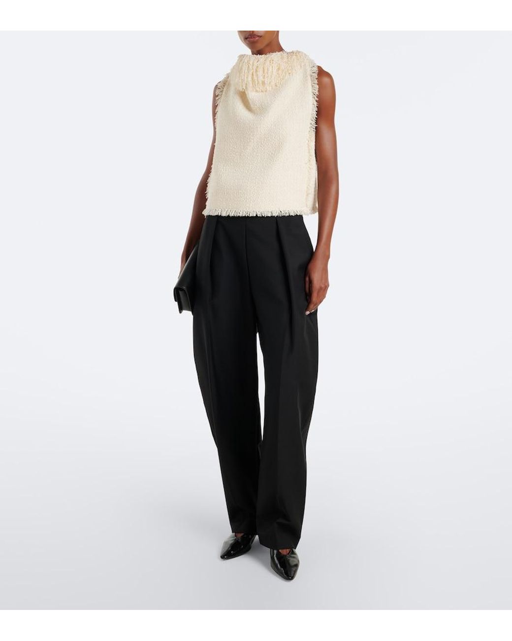 Rohe Natural Fringed Boucle Top