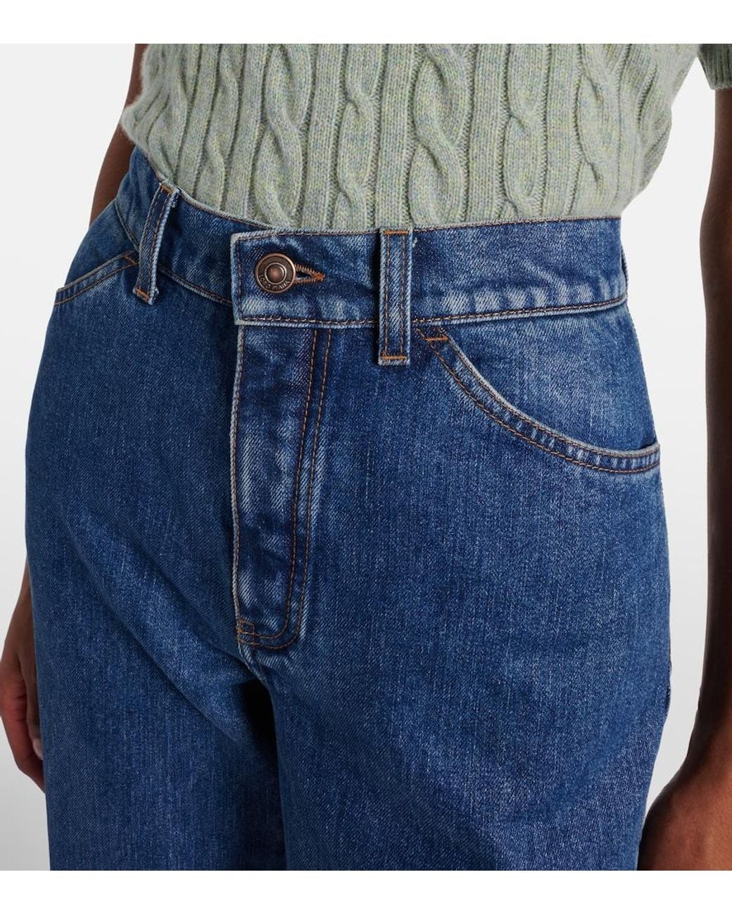 Loro Piana Blue Merak High-Rise Flared Jeans