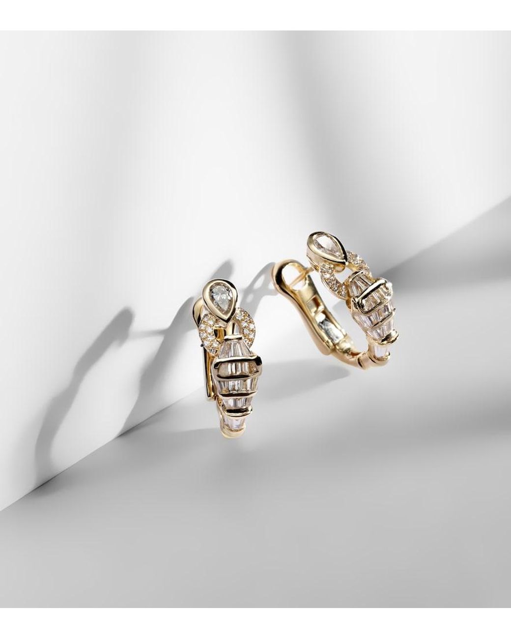 SHAY White Serpentine 18Kt Huggie Earrings With Diamonds