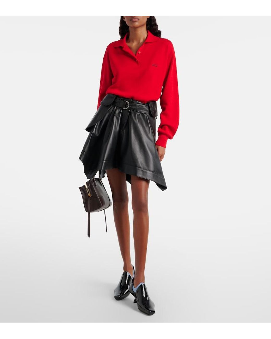 Loewe Red Double L Cashmere-Blend Polo Sweater