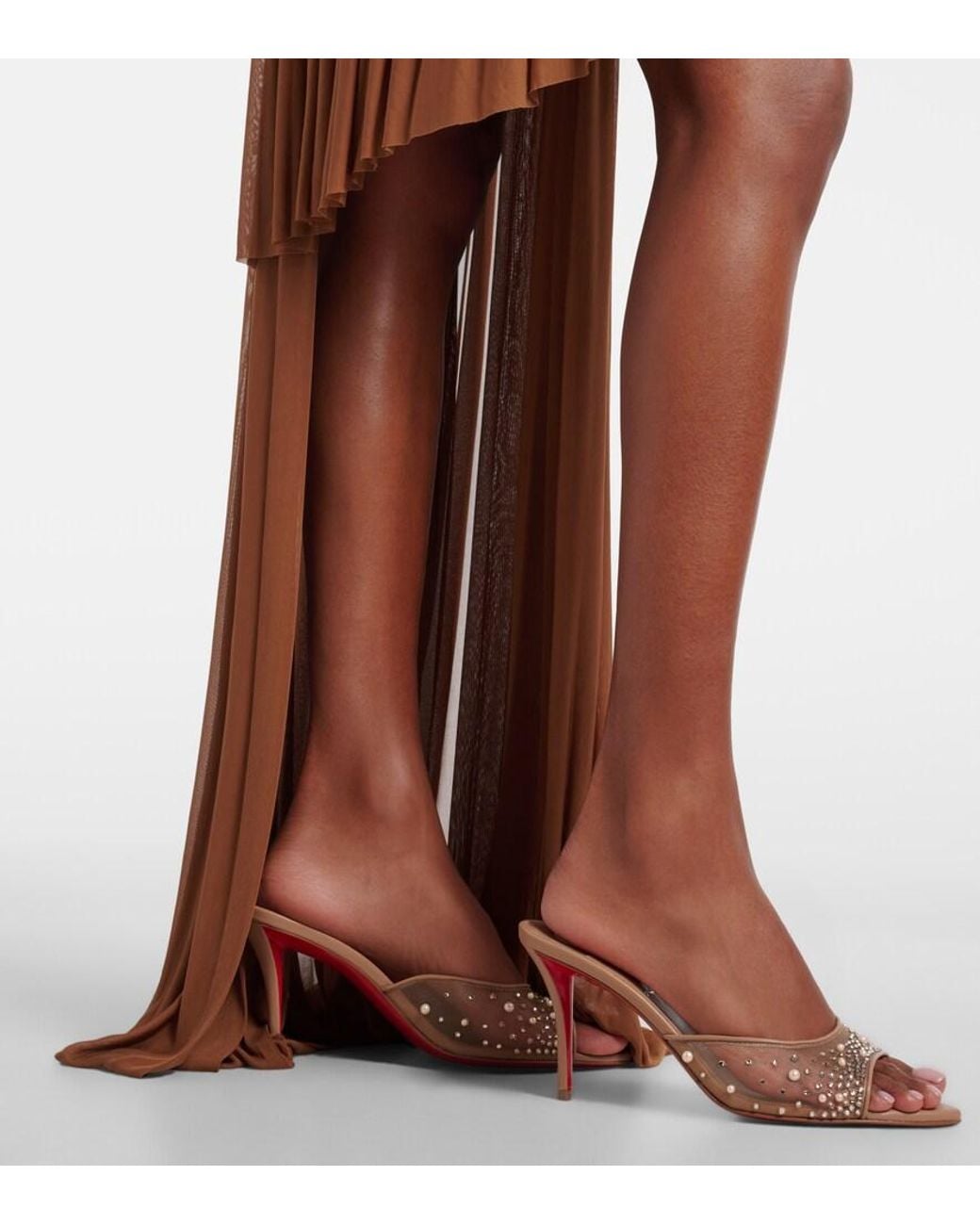 Christian Louboutin Pink Miss Z Degrastrass Perla Mesh Mules