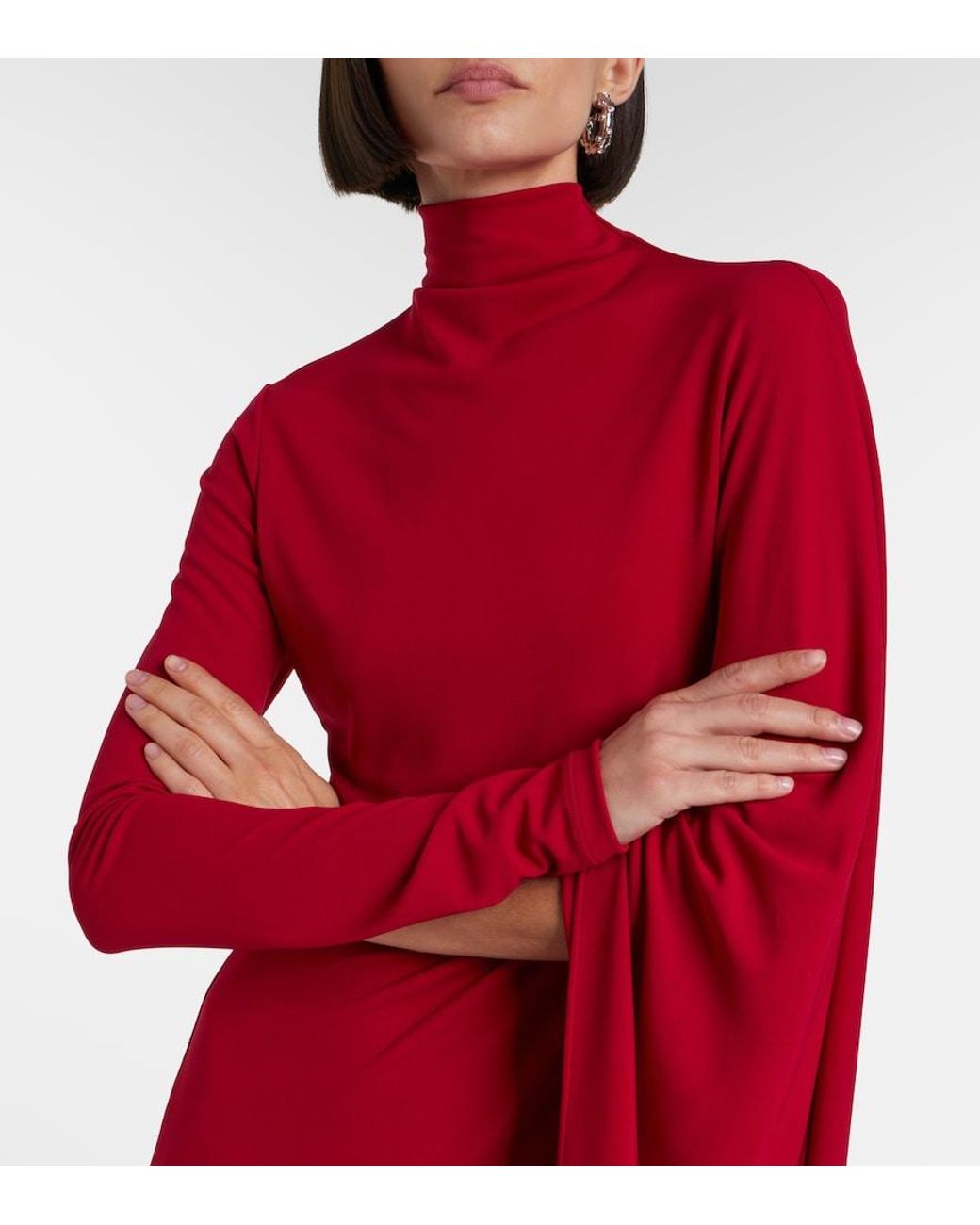 Stella McCartney Red Caped Crepe Jersey Minidress