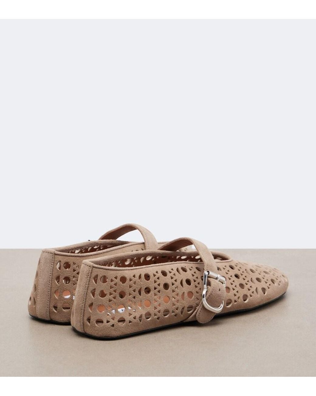 Alaïa Pink Vienne Suede Mary Jane Flats